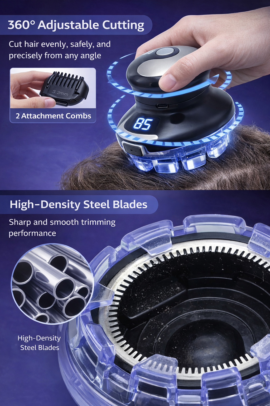 Quick Haircut Round with Length Adjustable 3-12mm Self Haircutting Kit