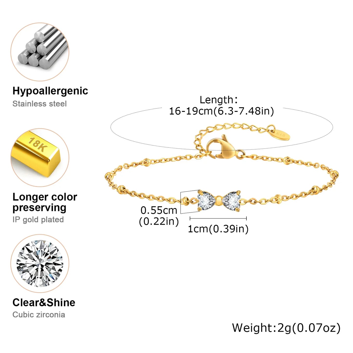 Chic Zircon Bow Bracelet